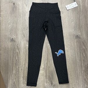 Detroit Lions Black Leggings with Blue Logo